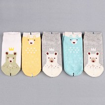 우리섬유 유아동양말 S베어 발목 양말 5켤레SET