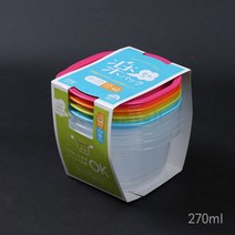 일본 4색 락싱팩 270ml 4P 원형 / 전자렌지 밀폐용기