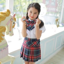 도담도담 스쿨 체크 여아 정장 세트(남방+치마+타이)