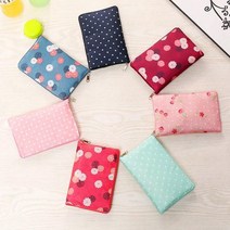 케이홈 휴대용 접이식 사각 장바구니 파우치 7종, 플라워블루, 1개