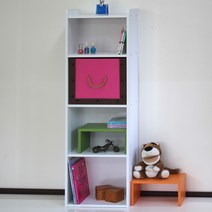 양지가구 공간수납박스4단 수납박스 정리선반 진열장 틈새책장 책꽂이 공간정리 파스텔색 소품정리 책정리 동화책, 백색