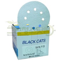 BLACK CATS 5인치사포 8홀 60빵-100장 벨크로타입 찍찍이 연마페이퍼 핸드그라인더용사포 뻬빠 빼빠 페파 연마지사포 60방