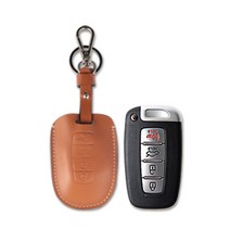 MESSI 기아 쏘렌토R 키홀더, 현대기아4버튼 가죽브라운