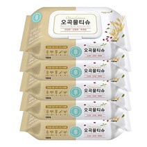 깨끗한나라 오곡물티슈 캡형, 100매입, 5팩