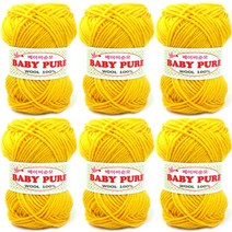 행복뜨기 신생아모자뜨기실 인형실 겨울실 털실 뜨개실 뜨개질실 베이비순모, 418베이비노랑, 1개