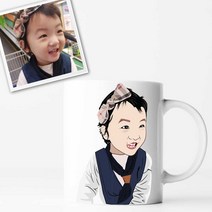 주문제작머그컵 캐리커쳐 초상화 포토 맞춤형머그컵, 양쪽