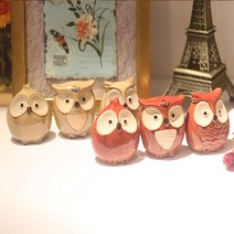 아울하우스 인테리어 소품 - 미니가족부엉이3P, 레드