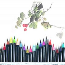 아카시아 붓펜 20색 낱색 캘리펜 캘리그라피, 16-자주색