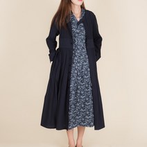 소단 세련 버튼 철릭원피스(검은남색) 생활한복(개량한복)