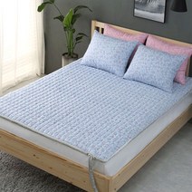 더온 국내산 누빔 온수매트커버, 플로랄-블루