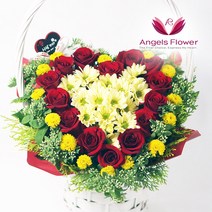 [엔젤스플라워] 마음을 전하는 전국 꽃배달서비스 생화 꽃바구니 꽃다발, F15_엘레강스레드하트 일반형