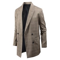 다꾸앙 남자 루즈핏 맵시 체크 더블자켓 코디 _jk1562