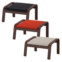 이케아 POANG 풋 스툴(프레임 브라운), 크니사 블랙_292.446.82