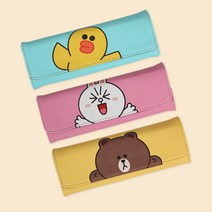 라인프렌즈 투버튼 펜케이스, 브라운, 1개