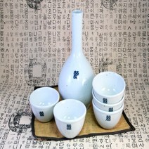 단고재 희자문 고백자 호리병 및 잔세트 (6P) 주병 막걸리병 막걸리잔