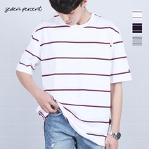 세븐퍼센트 2도 스트라이프 라운드 반팔티