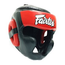 HG13 Diagonal View Head Guard-Full Head Cover 페어텍스 스파링용 헤드기어, 블랙/레드