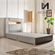 모더니가구 로더 LED 가죽침대, 그레이, 퀸