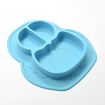 비바 실리콘 흡착식판, 스카이(하늘색), 아울(부엉이)디자인