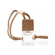 [차량 발향용기] 미니 차량 발향 유리용기 8~10ml (사각우드캡) (아로마 용기), 1개, 1개, 미니 차량 발향 용기-8~10ml