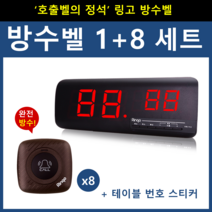 [링고벨] 완전방수 호출벨 1+8 세트, 수신기 (GSR-2) + 방수벨8개 (GST-200 Brown)