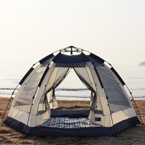 솔트 육각 원터치 그늘막 돔 자동 대형 텐트, 블루넷(네이비), 대형(6~7인용)