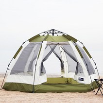 솔트 육각 원터치 그늘막 돔 자동 대형 텐트, 카키넷(카키), 대형(6~7인용)