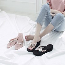 런슈즈 블링블링 보석큐빅 쪼리 웨지 슬리퍼