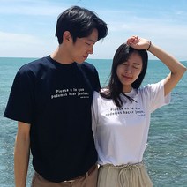 플로우핏 주문제작 기념일 레터링 커플 반팔 티셔츠