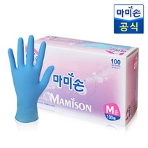 마미손 니트릴장갑 NBR장갑 블루(M) 100매, 1개, 중(M)