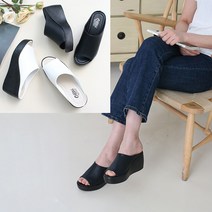 업앤슈 카야 통굽 슬리퍼 여성 가죽 키높이 슬리퍼구두 뮬(7cm)