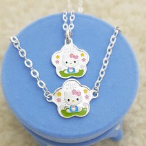 [골드원][무료각인/선물포장] 헬로키티 미아방지 은목걸이 은팔찌 세트 (정품 9종), 07 플라워키티세트, 1set
