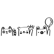 루키마켓 차량용데칼 자동차스티커 빼꼼스티커 흡집가림, 19.비만삼둥이_블랙, 1매