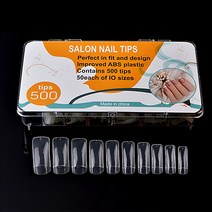 BB 손톱연장 인조손톱 네일팁 레귤러팁 스퀘어팁 풀팁 모음, 1set, T26.스퀘어팁500팁 클리어