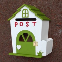 마프 예쁜 벽걸이 우체통 편지함 우편함, H1990G그린 하우스메모꽂이 하트손잡이우체통