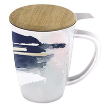 핑키업 베일리 세라믹 티 머그 앤 인퓨저 355ml, Blue+Pink Abstract, 1개