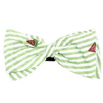 The Worthy Dog 스트라이프 워터멜론 애견 보우 타이 L(13.3 x 6.4cm), Green, 1개