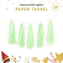 하늘풍선파티 페이퍼 태슬 가랜드5입 웨딩소품 생일파티 파티가랜드 파티배너 장식 소품, PT15 민트그린
