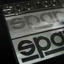 스파르코 금속 튜닝로고 스티커 Sparco, B사이즈 실버