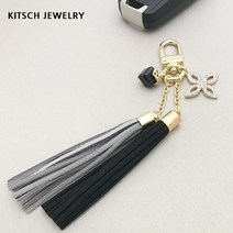 키치쥬얼리 더블태슬 탄생석 라인스톤참 키링-블랙