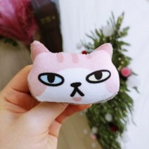 아리야 귀요미 고양이 표정 브로치 봉제 뱃지