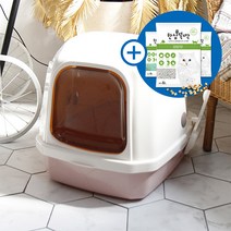 한큐뚝딱 후드형 고양이화장실 13160A 핑크+[체험이벤트]한삽뚝딱 두부모래 6L(향랜덤발
