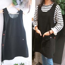 더앤 빅포켓 블랙린넨 앞치마, 빅사이즈(가슴둘레 128), 1개
