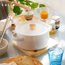 Kaico 일본 카이코 법랑 편수냄비 주전자 모음, 화이트, 법랑양수냄비
