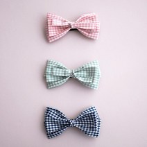 솔솔미 체크 리본 집게핀 머리핀