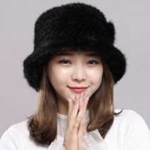 별도표기 QueenZ 밍크 모피 퍼 니트 방한 모자 1플라워, 브라운