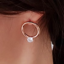 coco샵 [92.5실버침]E-프로포즈 큐빅 도넛 아나운서 데일리 귀걸이 연예인패션