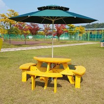 대성하우징(주) 야외테이블 방부 원형테이블 야외용 테이블 파라솔별매, 자단색