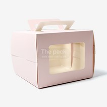 더팩 미니창케익상자 (화이트 핑크) 선물상자(상자 받침), 핑크, 10장