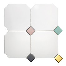 타일닷컴 옥타곤 팔각 150mm 모자이크 화이트 11장 1헤베 현관 주방 욕실 타일, 7. 팔각 모자이크 (화이트+혼합) 11장-1㎡